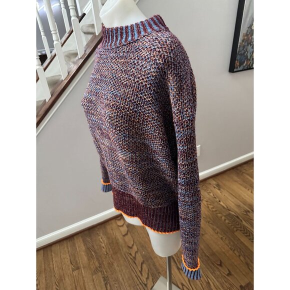 Victoria Beckham Multicolor Wool Cotton Blend Sweater Marled Stripe Size Large - Picture 4 of 6